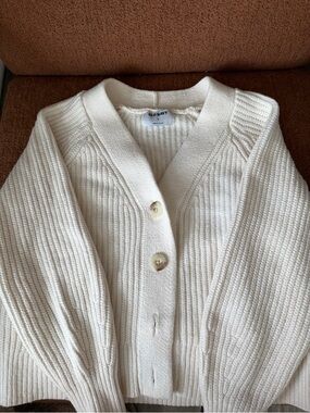 Old Navy Cream Textured Knit Button-Up Cardigan